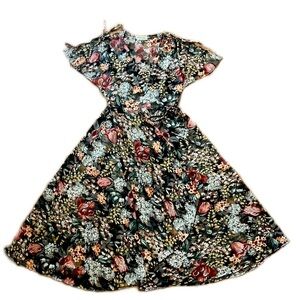 Vintage Joseph Magnin Faux Wrap Floral Sheer Maxi Dress
